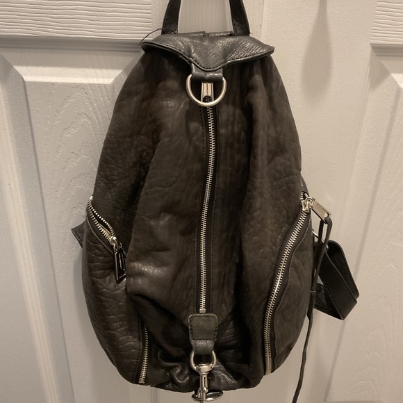 Rebecca Minkoff Julian Black Leather Backpack Shoulder Purse Tote Sling Bag Y2K main image 8